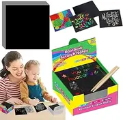 Rainbow Scratch Paper, Black Scratch-Off Tool, Arts and Crafts Equipments 8.5x8.5cm/3.35x3.35 Inches Creative & Fun Craft Activity for Birthday Favor Occasion Craft Toys