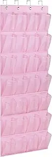 AOODA 28 Large Mesh Pockets Kids Shoe Organizer Hanging Baby Over The Door Shoe Rack For Closet Shoe Holder Hanger for Toddler Girl, Pink