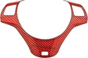 BWPEXZ Carbon Fiber Style Compatible with The 3 Series E90 E92 E93 Interior Steering Wheel Decorative Cover Strip 2005-2012(Red)