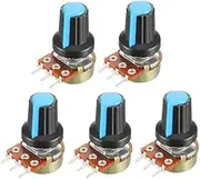 XYWHPGV 5Pcs 5K Ohm Variable Resistors Single Turn Rotary Carbon Film Taper Potentiometer with Knobs(47021 34473 4e248 d1ef9 4bf05 9d489