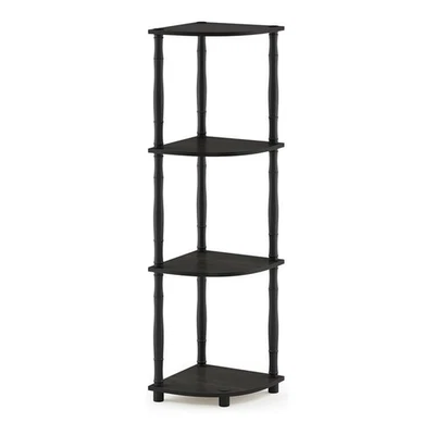 Pemberly Row Turn-N-Tube Wood 4-Tier Corner Display Rack in Espresso/Black