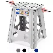 Folding Step Stool Foldable Stool 400 lbs Capacity,Plastic Stools 16 Inch Gray