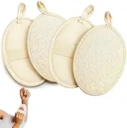 HIDOSNG 4 PCS Exfoliating Loofah Sponge Pads Body Scrubbers for Shower and Bath (3.15 * 4.92 in)
