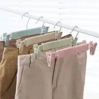 在飛比找ETMall東森購物網優惠-居家家素色塑料防風收納褲子架