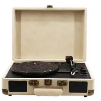 在飛比找樂天市場購物網優惠-免運 復古留聲機跨境黑膠唱片機便攜式手提木質PU皮創意禮品電