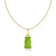 Thomas Sabo Gold Plated Sterling Silver Haribo Apple Green Bear Pendant On 40-45cm Chain