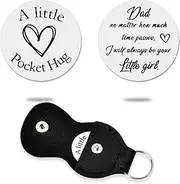 [Kefley] Dad Pocket Hug Token Keychain for Daddy Dad Gifts from Daughter Fathers Day Christmas Birthday Gifts for Daddy Dad Stepdad Bonus Dad To My Dad Key Chain I Will Always Be Your Little Girl Dad Gift Men