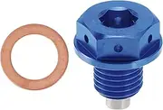 X AUTOHAUX M12x1.5 4MM Magnetic Oil Drain Plug Titanium Alloy Sump Drain Nut Bolt with 1 Copper Washer Blue 1 Pc