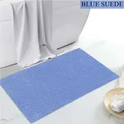 LINENOVA Super Absorbent Bath Mat Quick-Drying Non-Slip Chenille Soft Bathroom Kitchen Floor Mat Blue Suede