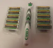 Gillete Mach 3 Razor Blades & Battery Power Vibrating Handle New Green Works M3