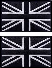 AliPlus 2 PCS UK United Kingdom Flag Patches Embroidered Tactical Military Morale Patch Applique Fastener Hook and Loop(Black White)