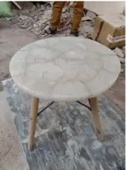 24" Round White Agate Stone End Coffee Table Top Modern Office Entryway Decors