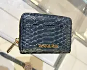 Michael Kors Jet Set Women Medium Zip Around Card Case Coin Pouch Wallet Black