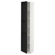 METOD high cabinet with shelves, white/Lerhyttan black stained, 40x37x200 cm