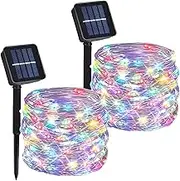 Clearhill 2Pack Solar Fairy Lights, Total20M/65.6FT 200Led Solar String Lights,Cooper Wire String Lights with 8 Modes,Solar Garden Lights Waterproof for Patio Yard Trees Christmas Wedding Party