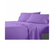 2000TC Premium Single KS Double Queen King Bed Flat Fitted Sheet Set Bed - Purple