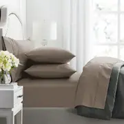Renee Taylor King Bed Sheet Premium 1000TC Egyptian Cotton Home Bedding Pewter