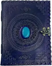 OVERDOSE PURPLE MUNDRA STONE Leather Journal Antique Blue Stone Embossed Handmade Bound Sketchbook -5 x 7 inches | 12 x 17 cm | A6