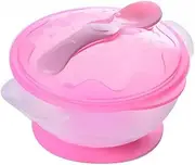 GARVALON Suction Bowls with Spoon for Spill Proof Feeding Set Pink for and Mealtime Convenience