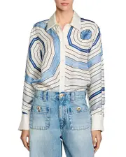 Sandro Spiral Motif Silk Shirt