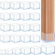 Glarks 20pcs 25mm x 25mm Square Chair Leg Caps, Clear PVC Furniture Pad Table Feet Covers, Square Chair Leg Covers to Protect Wood Tile Floors Felt Pads Furniture Leg Caps Reduce Noise