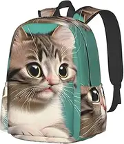 [vacsAX] A curious cat School Backpack Rucksack Large Capacity Back Pack with Front Pocket Lightweight School Bags
