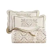 vctops Elegant Embroidered Quilt Set Farmhouse Patchwork Full/Queen Size Reve...