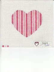 New Hand Painted Needlepoint canvas- Pink Stripe Heart