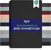 Fitted Sheet 180 x 200 cm - 100% Cotton Fitted Sheet Oeko-Tex Certified Bed Sheet Jersey Fitted Sheet Mattress Height up to 27 cm (Black - 180 x 200)