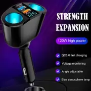 2in1 LED 2 Way Car Cigarette Lighter Socket Splitter Charger USB Dual B7 J6J4
