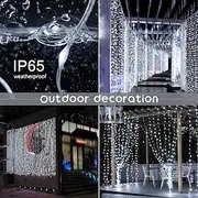 1pc Curtain Lights 300 LED Curtain Fairy Lights with Remote 8 Modes 9.8 9.8 Ft Curtain String Lights Waterproof USB Plug In Copper Wire Lights For Bedroom Win