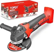 TOPEX 20V Cordless Angle Grinder 125mm Li-ion 8500 rpm 3 Position Side Handle Grinding Cutting Power Tool Includes Grinding Disc, Grinder Holder Cutter (Skin Only-Battery and Charger NOT Included)