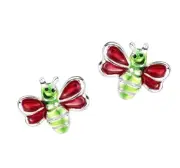 Girls Sterling Silver enamelled 'Uggle Bug' Stud earrings by Jo for Girls (UK)