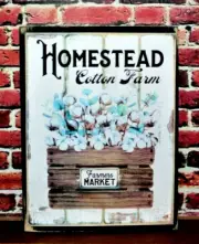 Homestead Cotton Farm Rustic Farmhouse Tiered Tray Sign Shelf Sitter 3.5X4.5