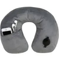 在飛比找ETMall東森購物網優惠-[TRAVELON]絨布音樂護頸充氣枕(灰)