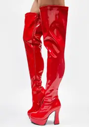 [Ellie Shoes] Red Patent Thrill Thigh High Boots