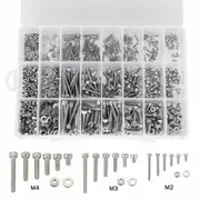 1080 Piece Hex Socket Head Screw Flat Washer and Nut Assortment Kit