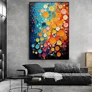 Handmade Oil Painting Canvas Wall Art Decoration Colored Circle Abstract for Home Decor Stretched Frame Hanging Painting/Rolled Frameless Unstretched Painting