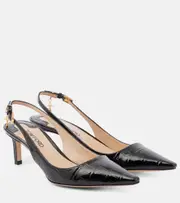 [Tom Ford] Tom Ford Angelina croc-effect leather slingback pumps AU 5.5 black