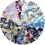 [yuksok] 20 Pieces Quilting Fabric Japanese Styles Handwork Pattern Printing Fashion Jelly Roll Strips Thickened Cotton for Sewing DIY, B