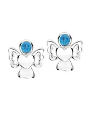 Girls Sterling Silver enamelled DECEMBER Birthstone ANGEL Stud Earrings