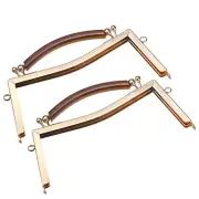 Metal Purse Frames 2 Pcs Kiss Lock Clasp Frame Clutch Frame with Handle Gold