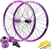 ZECHAO Aluminum Alloy Mountain Bike Wheelset,24/26/27.5/29in 32 Holes Disc Brake Thru-Axle 15 * 100/12 * 142mm Cycling Wheels 8/9/10/11/12 Speed Wheelset(Purple -XD,29inch)