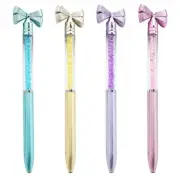 6Pcs Crystal Bead Ballpoint Pen Bow Ballpoint Pen Signature Pen Smooth to Write