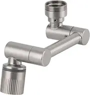 Domisfy WELS Splashing Preventing Extender, Adjustable 1080 Rotating Arm, Swivel Faucet Aerator, Faucets Bubbler for Bathroom and Kitchen Sink, 2 Outlet Modes, All Stainless Steel Material