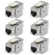 6x Cat6A RJ45 Keystone Jack Shielded Network LAN 180 Degrees 110 Punch Down 8P8C