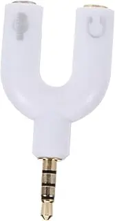 SHINEOFI Earphone Splitter U Shape Stereo Audio Converter for Dual Headphone Connection for Sharing Music with Friends Compatible Media Players White