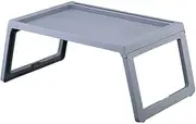 Hbluefat Bed Tray Table with Handles, Folding Breakfast Food Tray, Plastic Laptop Desk with Media Slot for Platters,Snack Tray, Foldable Legs Kitchen Serving Tray (Grey)