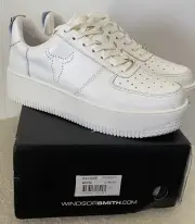 NEW Windsor Smith RACERR Shoes Size 11 White Gold Runners Platform Sneakers