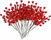 30 Pcs Artificial Red Berry Stems, Christmas Holly Berry Branches Decorations Home, Fake Red Berry Picks for Christmas Tree Decorations Crafts Wreath Party Table Centerpiece